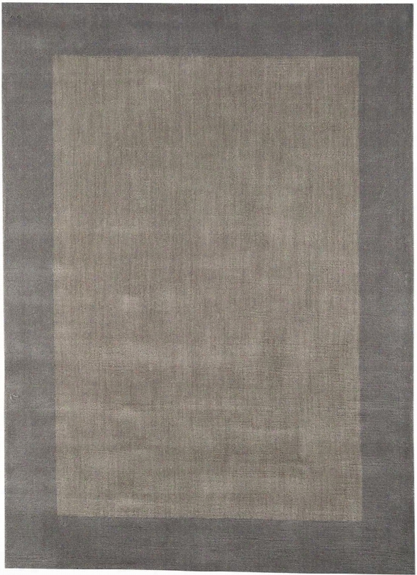 Bartholomew R400002 5' X 8' Medium Size Rug With Border Design Hand-loomed 3-4mm Pile Height And Wool Material Backed With Cotton Canvas In Grey