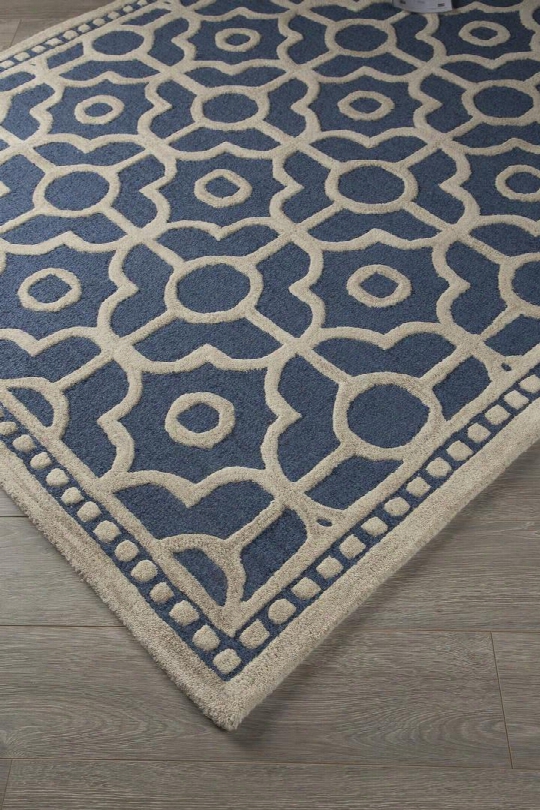 Bisbee R400451 119.96"  X 96" Capacious Size Rug With Geometric Design Hand-tufted 15mm Pile Height Vacuum Regularly And Wool Material Backed With Cotton