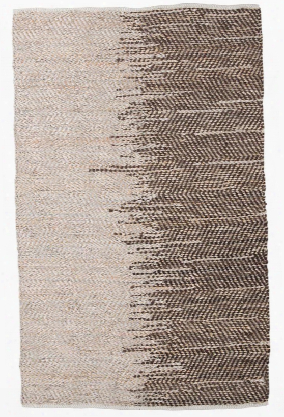 Cadwyn Collection R400922 5' X 8' Medium Rug With Ombre Pattern Hemp With Leather Blend And Hand-woven In Beige And