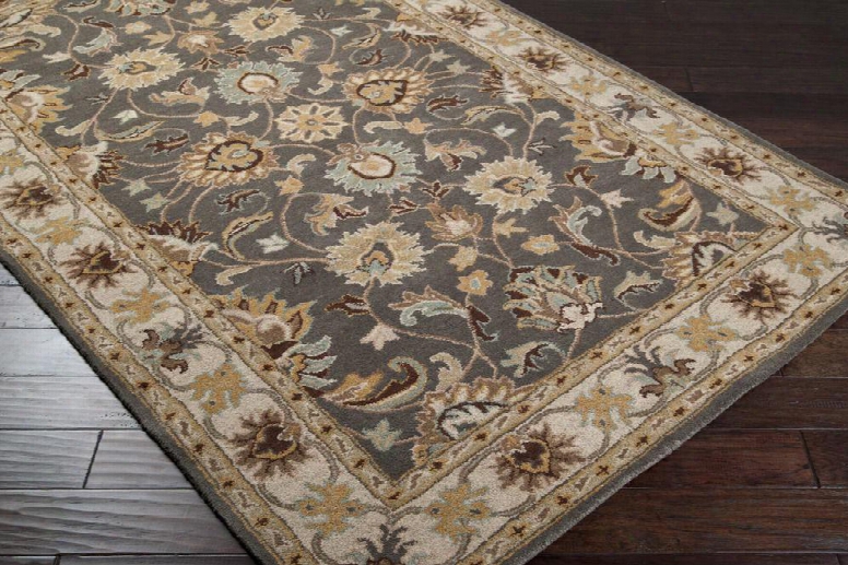 Cae1005-58 Small-sized Rectangular 100% Wool Rug With Hand-tufted Construction And Floral Design In Multi