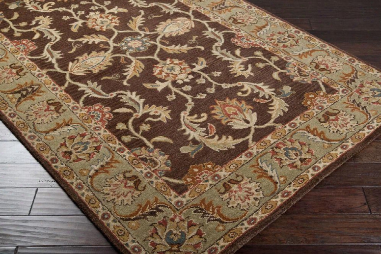 Cae1009-58 Small-sized Rectangular 100% Wool Rug With Hand-tufted Construction And Floral Design In