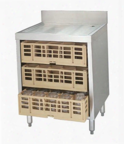 Crcr-24-ct-x Corrugated Top Glass Rack Cabinet With 4" Backsplash Drainboard And Adjustable Bullet Feet In Stainless