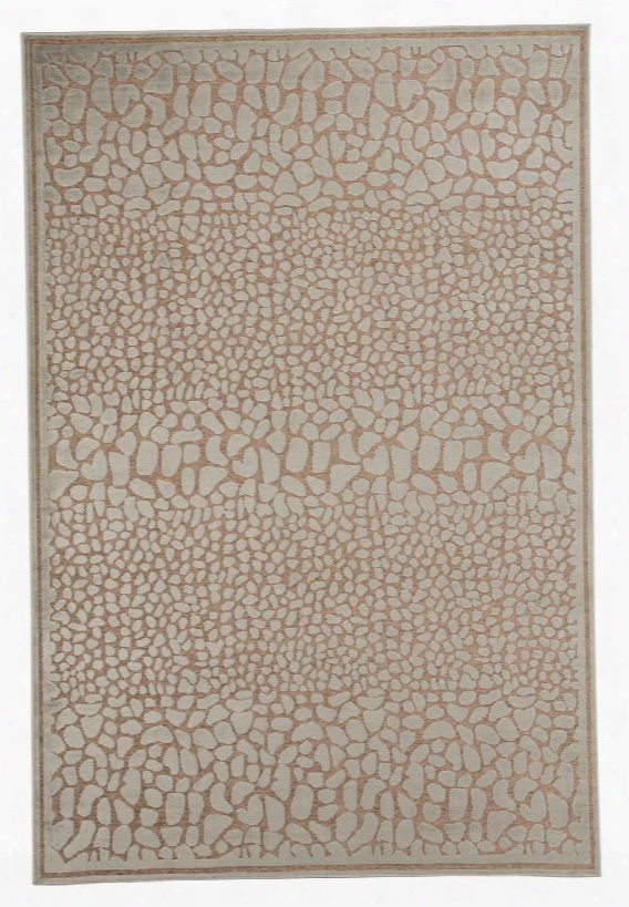 Dallyce R401932 5' X 7'7" Medium Size Rug With Machine Made Snake Skin Design Viscose And Chenille Blend And Backed With Latex And Jute In Ivory