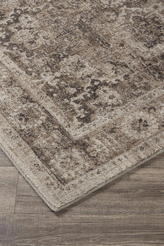 Geovanni R401141 120" X 96" Large Size Rug With Moroccan Frets Design Machine-woven 10mm Pile Height Spot Clean Only And Polyester Material In Stone And