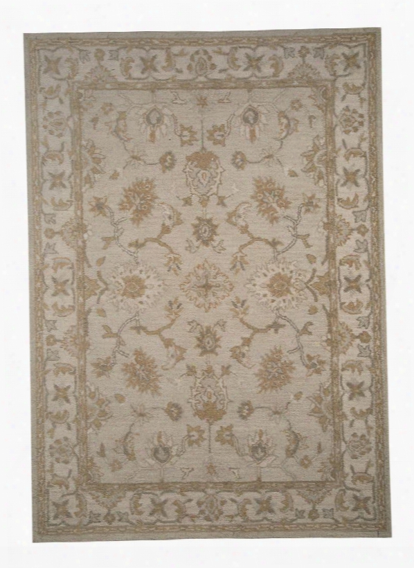 Hobbson R400081 8' X 10' Large Size Rug With Loop Floral Design Hand-tufted 5-6mm Pile Height And  Indian Wool Material Backed With Cotton Latex In Tan