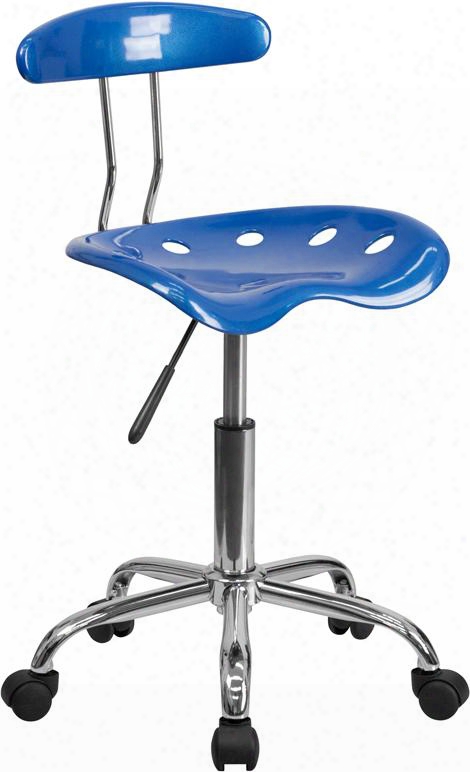 Lf-214-brightblue-gg 29.25" - 34.75" Task Chair With 5.5" Height Range Adjustment Molded Tractor Seat Carpet Casters Swivel Seat And High Density Polymer