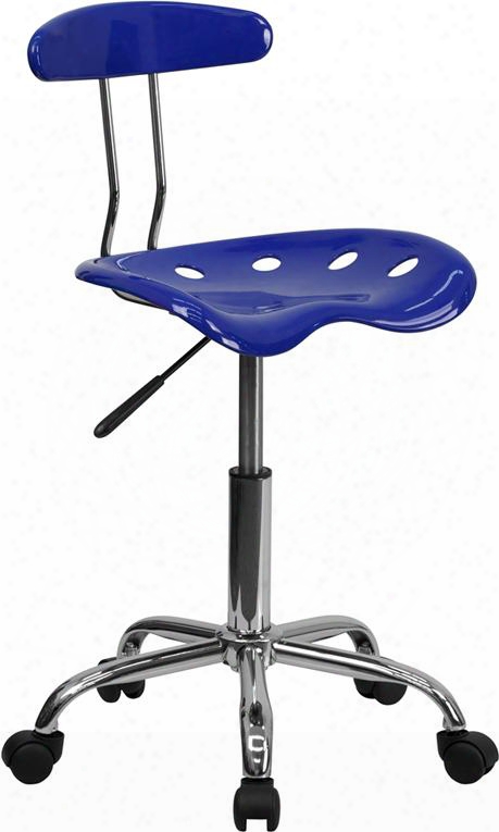 Lf-214-nauticalblue-gg 29.25" - 34.75" Task Chair With 5.5" Height Range Adjustment Molded Tractor Seat Carpet Casters Swivel Seat And High Density Polymer