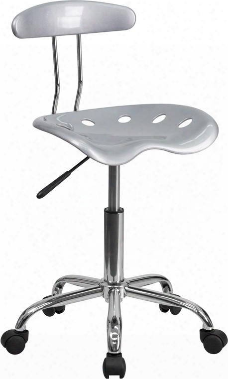 Lf-214-silver-gg 29.25" -34.75" Task Chair With 5.5" Height Range Adjustment Molded Tractor Seat Carpet Casters Swivel Seat And High Density Polymer
