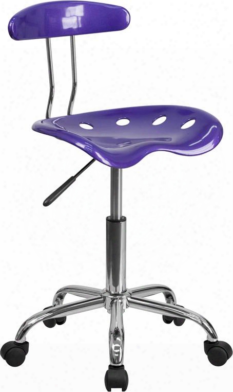 Lf-214-violet-gg 29.25" - 34.75" Task Chair With 5.5" Height Range Adjustment Molded Tractor Seat Carpet Casters Swivel Seat And High Density Polymer