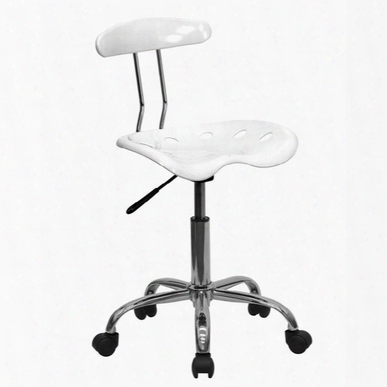 Lf-214-white-gg 29.25" - 34.75" Task Chair With 5.5" Height Range Adjustment Molded Tractor Seat Carpet Casters Swivel Seat And High Density Polymer