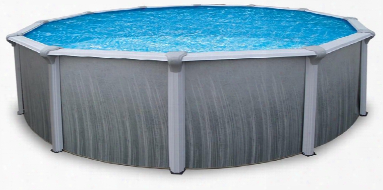 Martinique Nb2613 21' Round 52" Deep Steel Pool With Rugged Construction 7" Top Rail Star Galfin Galvanization Protection And Sleek Modern Look In