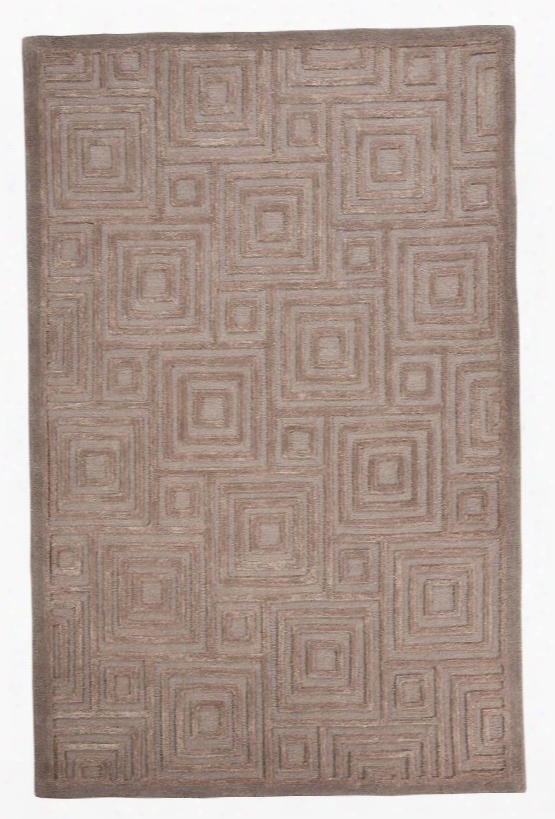 Megabyte R401782 5' X 8' Medium Size Rug With A High-low Design Hand-tufted Square Pattern Wool And Viscose Blend Material In Grey