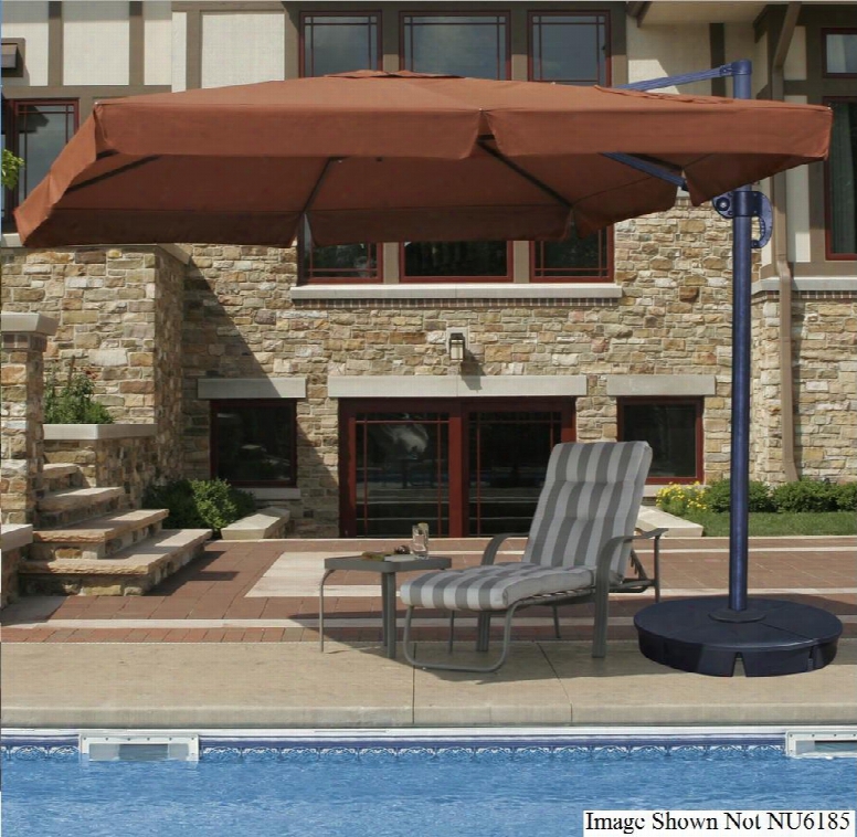 Nu6185 Santorini Ii 10' Square Canopy Cantilever Umbrella With Valance Single Wind Spiracle Modern Styled Canopy Rugged Anodized Aluminum Pole And Base: