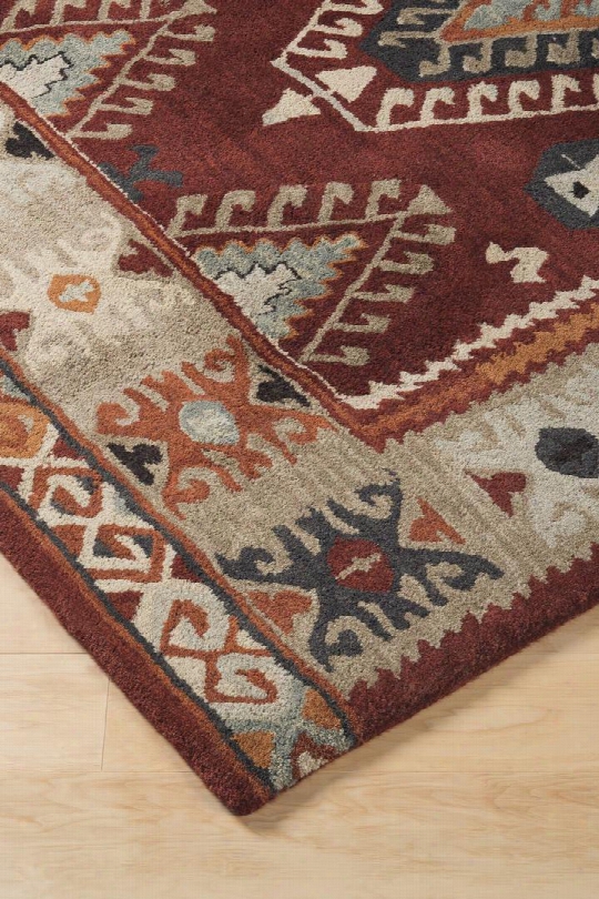 Oisin R401331 126" X 96" Large Size Rug With Wool Material And Machine Washable In Brick