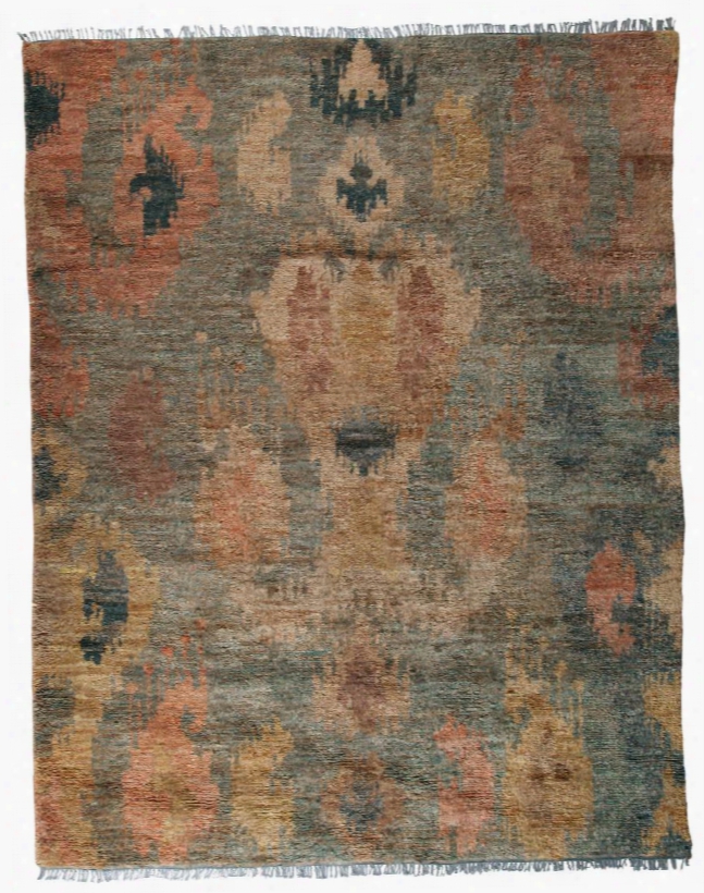 Patterned R401481 121" X 96" Large Size Rug With Earthy Organic Shapes Hand-knotted Made Made In India Jute Material And Dry Clean Only In Multi