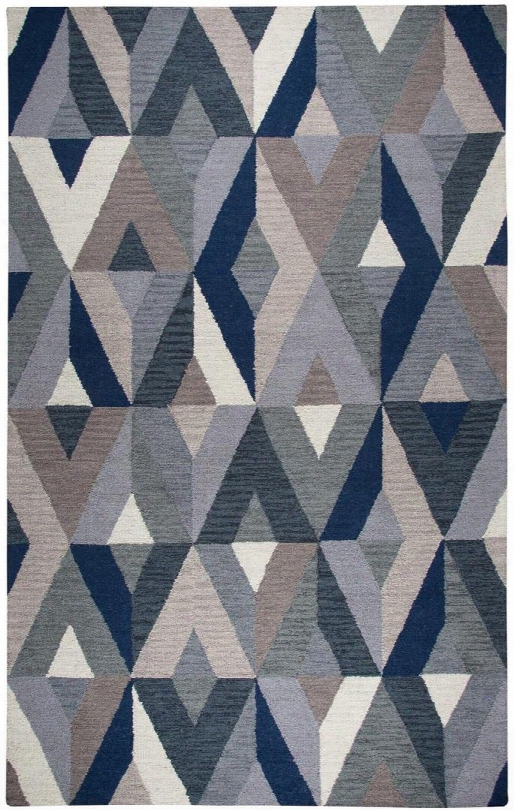 Rugs Collection 970199 5' X 10' Small Area Rug With 100% Premium Hand Dyed Blended Wool Geometric Pattern Hand Crafted In India Cut And Loop Pile In Blue