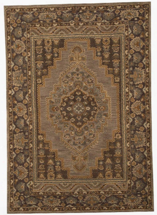 Sangerville R400022 96" X 60" Medium Size Rug With Persian Medallion Design Hand-tufted 4mm Pile Height  Wool Material And Backed With Cotton Canvas In Tan