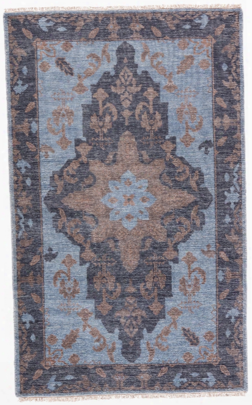 Savona Hand-knotted Medallion Blue & Brown Area Rug Design By Jaipur