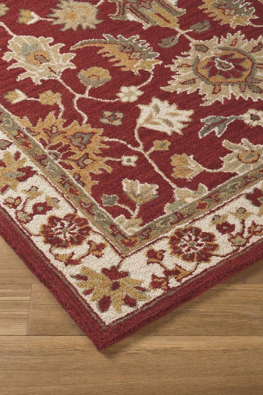 Scatturro R401641 120" X 96" Large Size Rug With Botanical Design Hand-tufted 5-6mm Pile Height Wool Material And Backed With Cotton Latex In Red