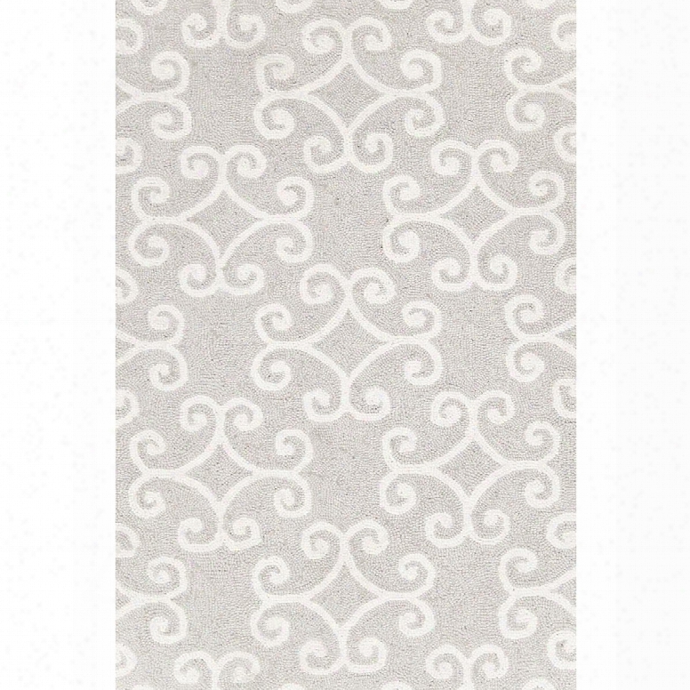 Scroll Platinum Wool Micro Hooked Rug Design By Dash & Albert