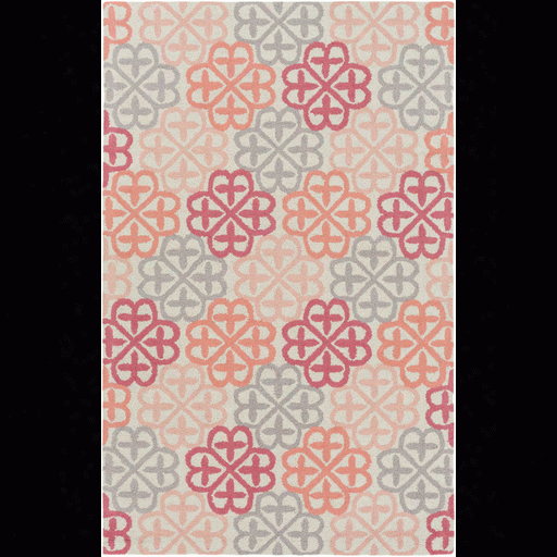 Shiloh Rug In Cream & Bright Pink Design By Dwellstudio