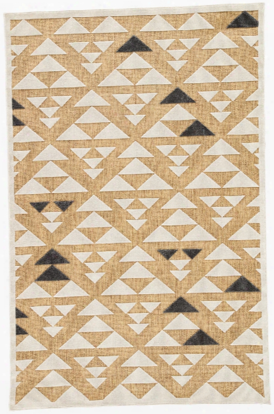 Sims Indoor/ Outdoor Geometric Beige & White Area Rug Design By Jaipur