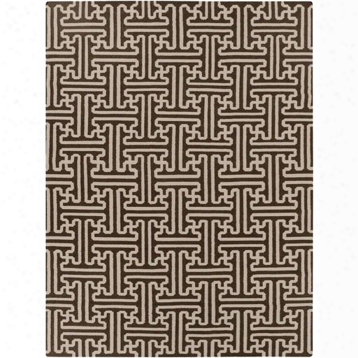 Smithsonian Archive Ach1710-913 9' X 13' Rectangular 100% Wool Hand Woven Reversible Area Rug With No Pile No Shedding And Hand Made In India In Chocolate
