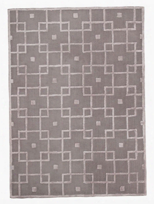 Tyrell R401432 5' X 7' Medium Size Rug With Handmade Trellis Design Polyester And Viscose Blend Material Backed With Cotton In Grey