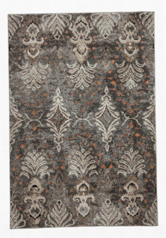 Vidonia Collection R400312 5' X 7'3&quo T; Machine Made Medium Rug With Abstract Floral Motif 4-11mm Pile And Jute Backing In Grey And