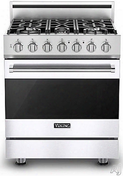 Viking 3 Series Rvdr33025bwh 30 Inch Freestanding Dual Fuel Range With 5 Sealed Burners, 18,000 Btu, 4.7 Cu. Ft. Convection Oven, Heavy-duty Continuous Grates And Truglide Full-extension Rack: White, Natural Gas