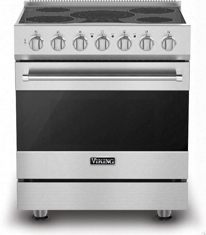 Viking 3 Series Rver33015b 30 Inch Freestanding Electric Range With 5 Radiant Elements, 3,200 Watts, 4.7 Cu. Ft. Convection Oven, Halogen Lighting, Self-clean And Truglide Full-extension Rack