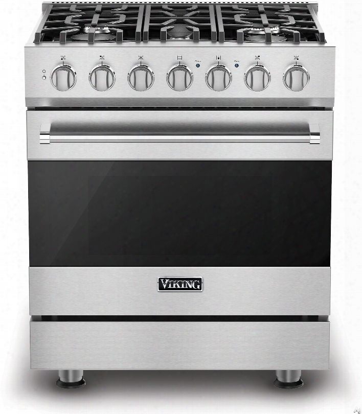 Viking 3 Series Rvgr33025b 30 Inch Freestanding Gas Range With 5 Sealed Burners, 18,000 Btu, 4.0 Cu. Ft. Convection Oven, Truglide Full-extension Oven Rack, Star-k Certified And Self-clean Cycle