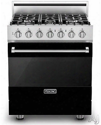 Viking 3 Series Rvgr33025bbk 30 Inch Freestanding Gas  Range With 5 Sealde Burners, 18,000 Btu, 4.0 Cu. Ft. Convection Oven, Truglide Full-extension Oven Rack, Star-k Certified And Self-clean Cycle: Black, Natural Gas