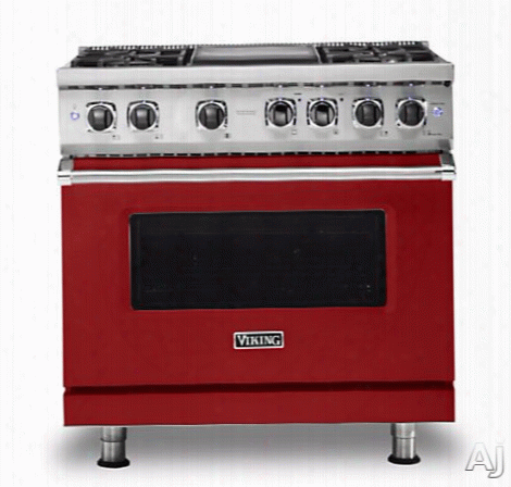 Viking Professional 55 Seriesv Dr5364garlp 36 Inch Freestanding Dual Fuel Range With Truconvec␞, Vari-speed Dual Flow␞, Griddle, Vsh␞ Burner System, Varisimmer␞, Surespark␞ Ignition, Rapi D Ready␞ Preheat, Truglide␞