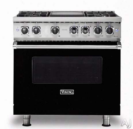 Viking Professional 5 Series Vdr5364gbk 36 Inch Freestanding Dual Fuel Range With Truconvec␞, Vari-speed Dual Flow␞, Griddle, Vsh␞ Burner System, Varisimmer␞, Surespark␞ Ignition, Rapid Ready␞ Preheat, Truglide␞ E