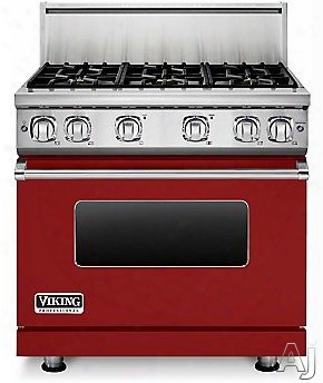 Viking Professional 7 Series Vgr73616bar 36 Inch Gas Range With 6 Sealed Burners, 5.1 Cu. Ft. Proflow Convection Oven, Varisimmer Setting, Gourmet Glo Infrared Broiler, Gentleclose Door, Truglide Full Extension Racks, Star-k Ce Rtified And Softlit Led Cont