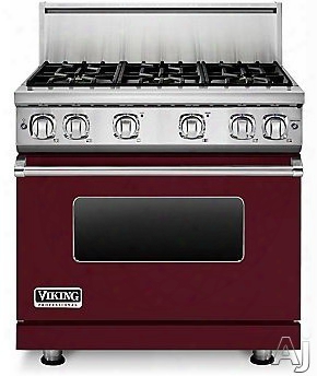 Viking Professional 7 Series Vgr73616bbu 36 Inch Gas Range With 6 Sealed Burners, 5.1 Cu. Ft. Proflow Convection Oven, Varisimmer Setting, Gourmet Glo Infrared Broiler, Gentleclose Door, Truglide Full Extension Racks, Star-k Certified And Softlit Led Cont