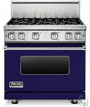 Viking Professional 7 Series Vgr73616bcb 36 Inch Gas Range With 6 Sealed Burners, 5.1 Cu. Ft. Proflow Convection Oven, Varisimmer Setting, Gourmet Gko Infrared Broiler, Gentleclose Door, Truglide Full Extension Racks, Star-k Certified And Softlit Led Cont
