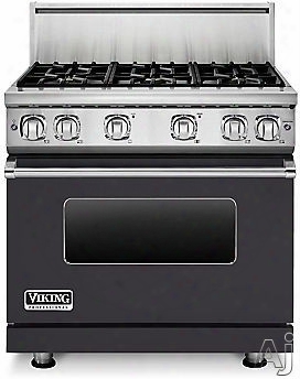 Viking Profes Sional 7 Series Vgr73616bgg 36 Inch Gas Range With 6 Sealed Burners, 5.1 Cu. Ft. Proflow Convection Oven, Varisimmer Setting, Gourmet Glo Infrared Broiler, Gentleclose Door, Truglide Full Extension Racks, Star-k Certified And Softlit Led Cont