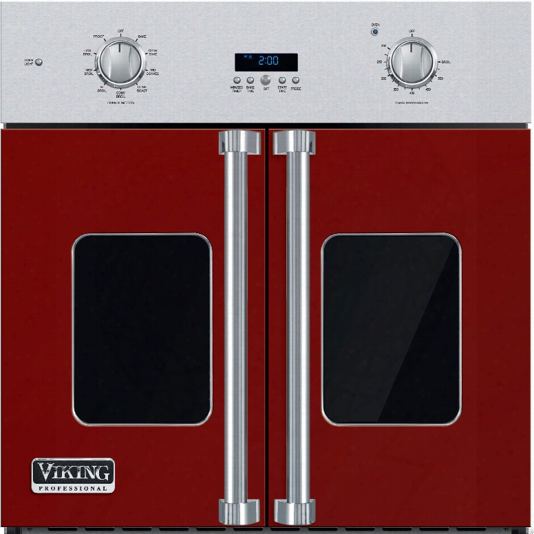 Viking Professional 7 Series Vsof730ar 30 Inch Single French Door Wall Oven  With 4.7 Cu. Ft. Vari-speed Dual Flow Truconvec Cooking Capacity, Gourmet-glo Glass Enclosed Infrared Broiler, Rapid Ready Preheat And Truglide Full Extension Rack: Apple Red