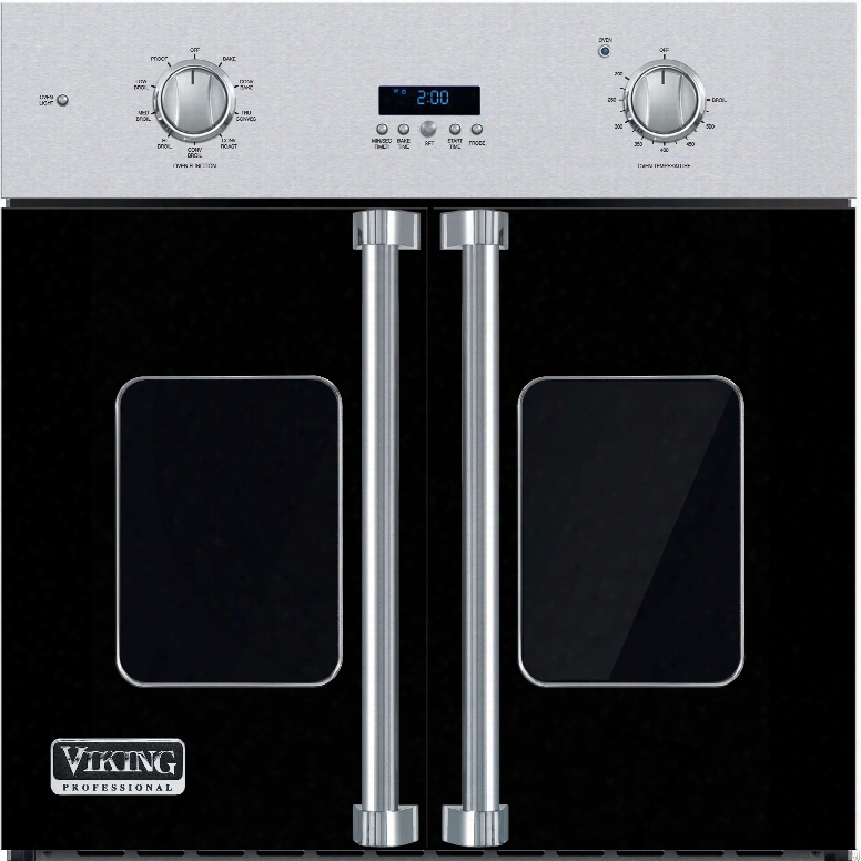 Viking Prkfessional 7 Series Vsof730bk 30 Inch Single French Door Wall Oven With 4.7 Cu. Ft. Vari-speed Dual Flow Truconvec Cooking Capacity, Gourmet-glo Glass Enclosed Infrared Broiler, Rapid Ready Preheat And Truglide Full Extension Rack: Black