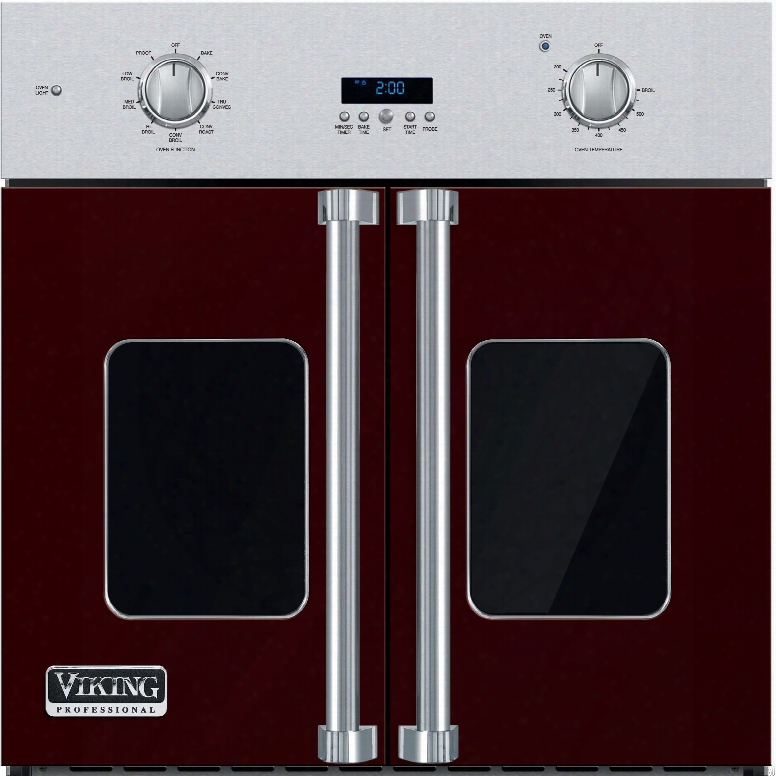 Viking Professional 7 Series Vsof730bu 30 Inch Single French Door Wall Oven With 4.7 Cu. Ft. Vari-speed Dual Flow Truconvec Cooking Capacity, Gourmet-glo Glass Enclosed Infrared Broiler, Rapid Ready Preheat And Truglide Full Extension Rack: Burgundy
