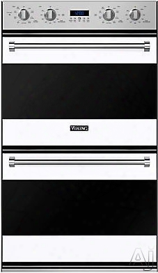 Viking Rvdoe330wh 30 Inch Double Electric Wall Oven With 4.3 Cu. Ft. Truconvec Convection Ovens, Self-clean, 10-pass Broiler, Concealed Bake Element, Meat Probe, Truglide Racks And Star-k Certified Sabbath Mode: White