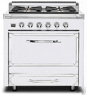 Viking Tuscany Series Tvdr3602gaw 36 Inch Pro-style Dual Fuel Range With 2 20,000 Watt Burners, 3.4 Cu. Ft. Convection Oven, Electric Griddle, Proofing Mode And Truglide Rack: Antique White