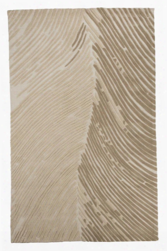 Wave Hill R401812 5' X 8' Medium Size Rug With Hand-tufted Striated Design Wool Material And Back With Cotton And Latex In Alabaster