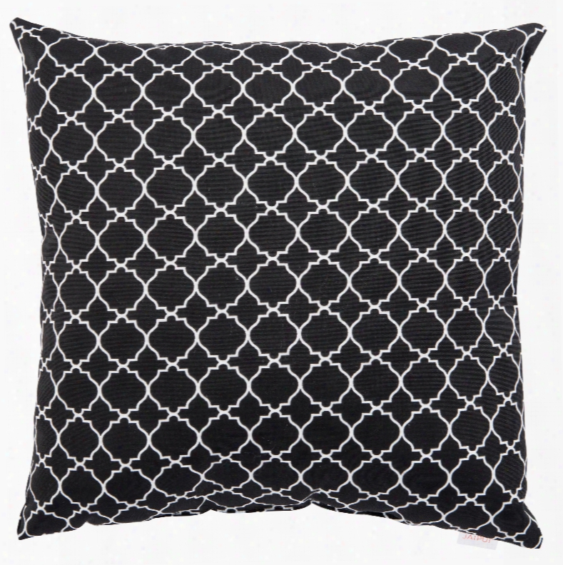 Black & White Geometric Morocco Lattice Indoor/ Outdoor Throw Pillow Design By Jaipur