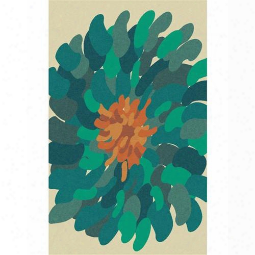 Bombay Collection Recent Zealand Wool Area Rug In Bone And Deep Sea Green Design By Surya