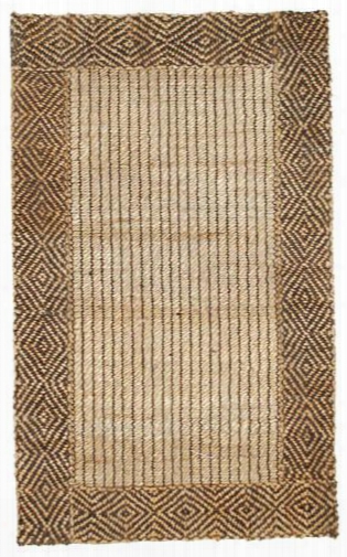 Braided Diamond Border Jute Area Rug In Brown And Natural Design By Classic Home