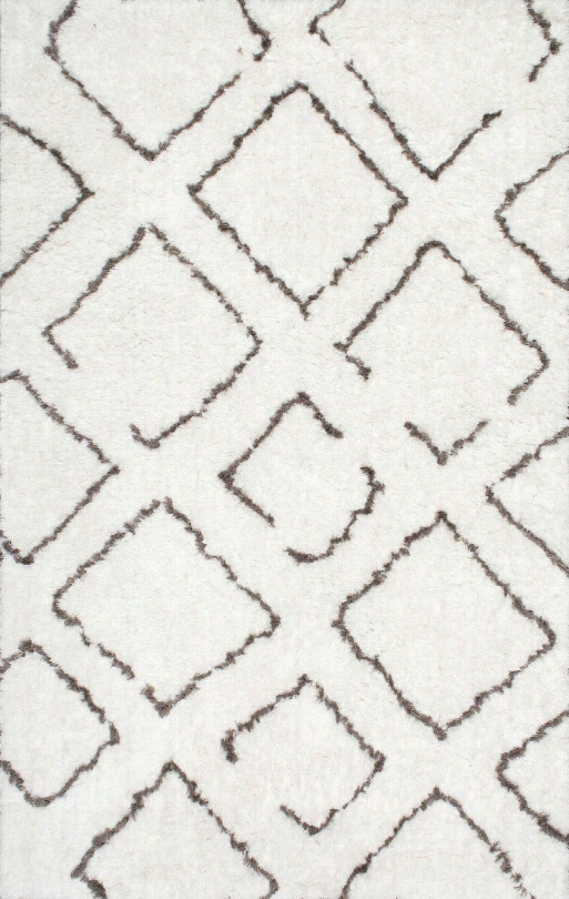 Bridgette Shaggy Rug In Ivory & Brown Design By Nuloom