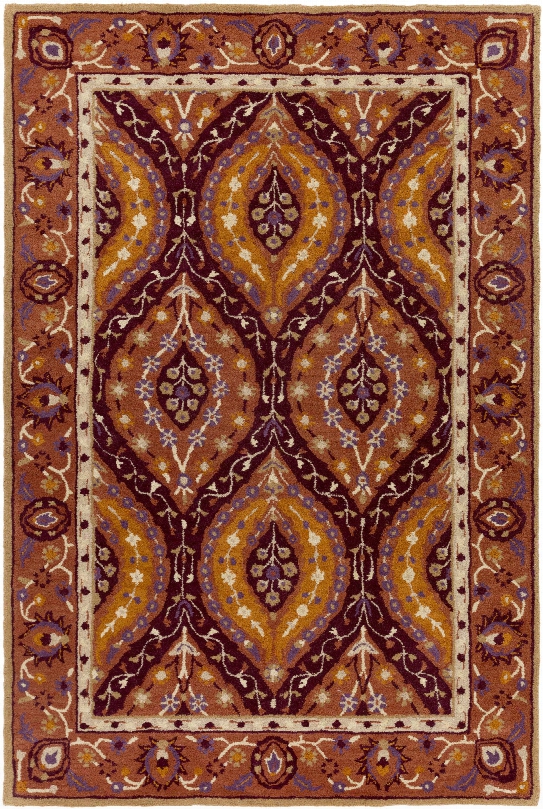 Castello Rug In Burgundy & Burnt Orange Design By Surya